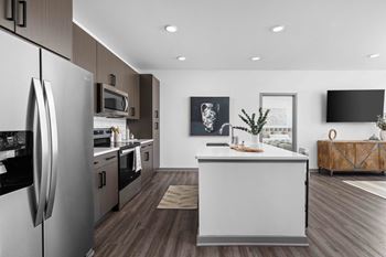 Kitchen area at The Quinn Luxury Apartments, Pensacola, Florida